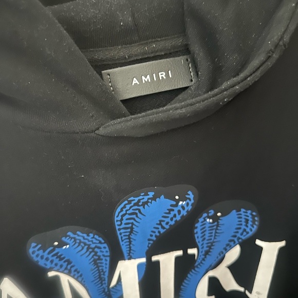 AMIRI Black Hoodie with Blue Snake Design - Picture 5 of 6